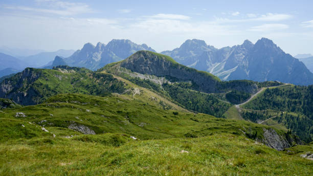istock Scenic view of mountain meadow in summer, Dolomites 2167620877