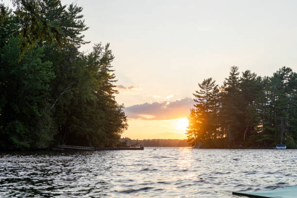 Sunset over a lake in Canada