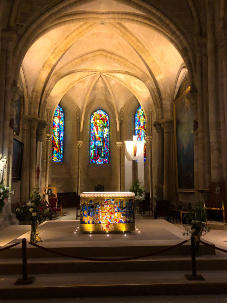 Paris, France: Altar and Stained-Glass Window, St Pierre de Montmartre