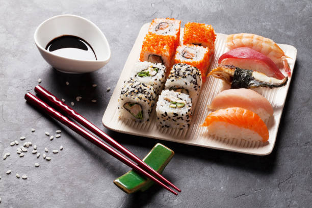 istock Set of sushi and maki roll 2167624892