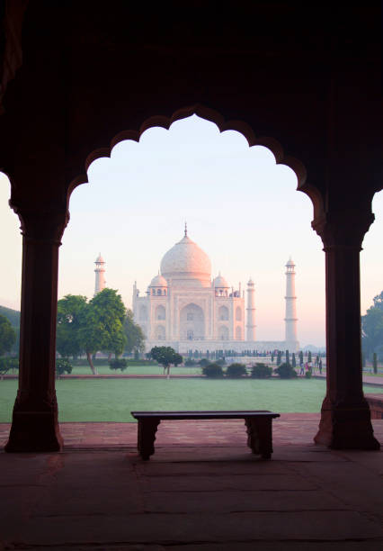 The famous white marble monument to love - the Taj Mahal in Agra, India
