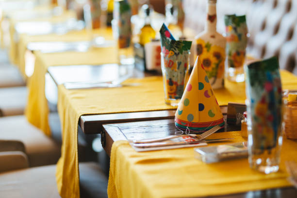 Table ready for a child's birthday party.