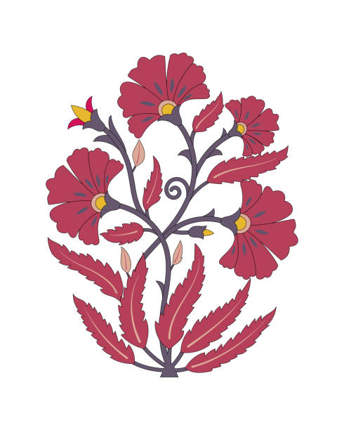 Tradition mughal motif, fantasy flowers in retro, vintage style Tradition mughal motif, fantasy flowers in retro, vintage style. Element for design. Embroidery imitation. Vector illustration mughal empire stock illustrations