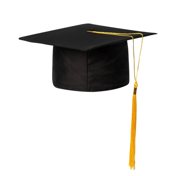 Mortarboard on golden crown backgrounds.