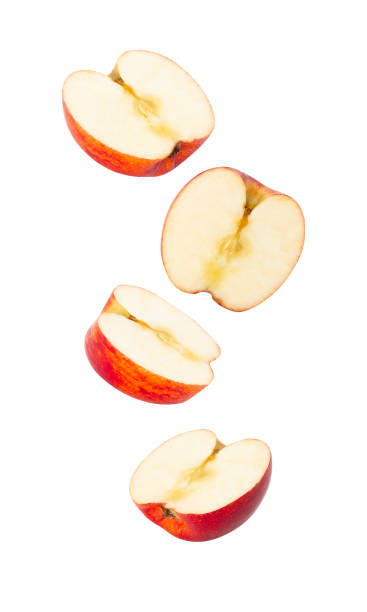 istock Falling Red Apple isolated on white background with clipping path, full depth of field 2167667323