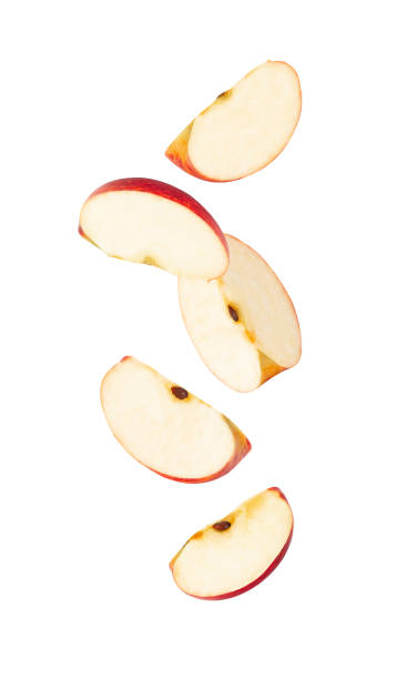 istock Falling Red Apple isolated on white background with clipping path, full depth of field 2167667328