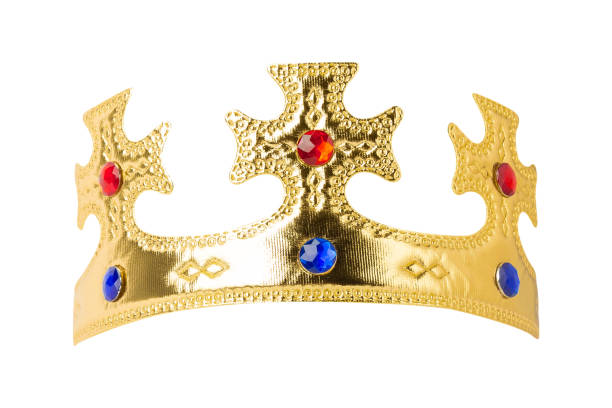 istock Realistic Golden Crown isolated on white background with clipping path 2167667366