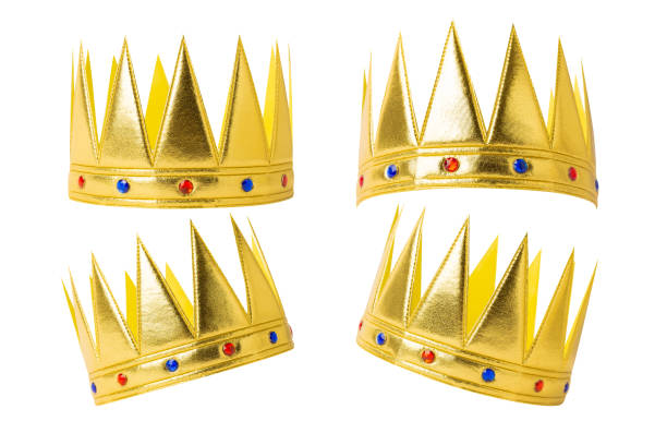 istock Set of Realistic Golden Crown isolated on white background with clipping path 2167667372