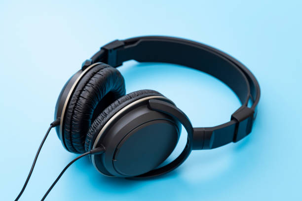 istock Headphones on a blue background 2167669059