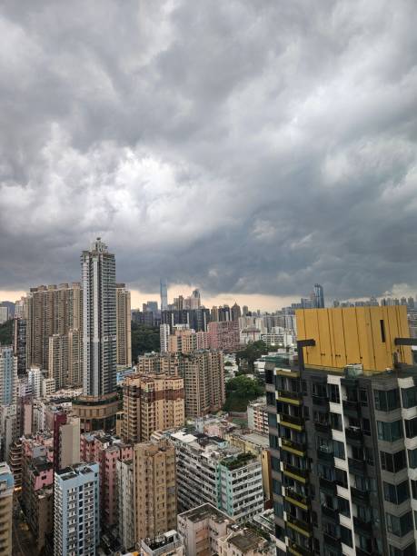 istock City covered with the dark clouds 2167671795