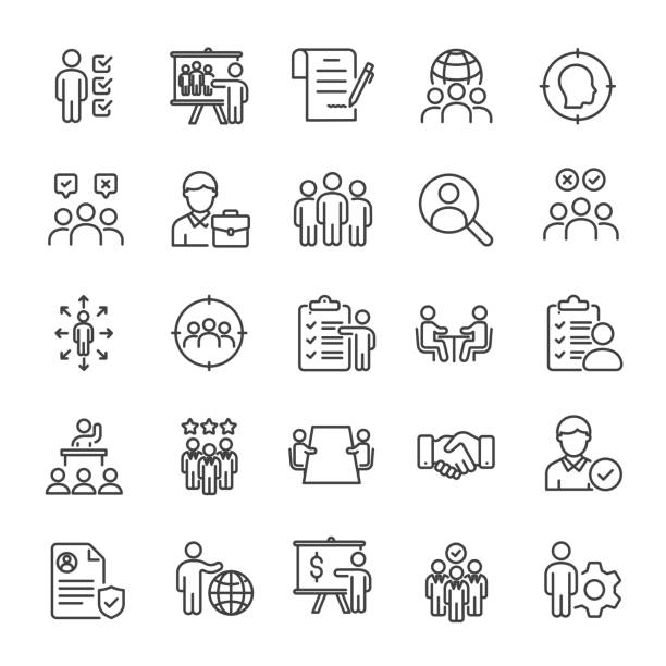 ilustrações de stock, clip art, desenhos animados e ícones de recruitment thin line icons collection. editable stroke. for website marketing design, logo, app, template, ui, etc. vector illustration. - pasta executiva