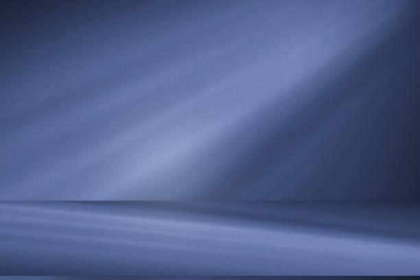 istock Studio style background wall decoration presentation uses white and blue tones. with shadows cast from a nearby window, concept creating a decorative 2167689014