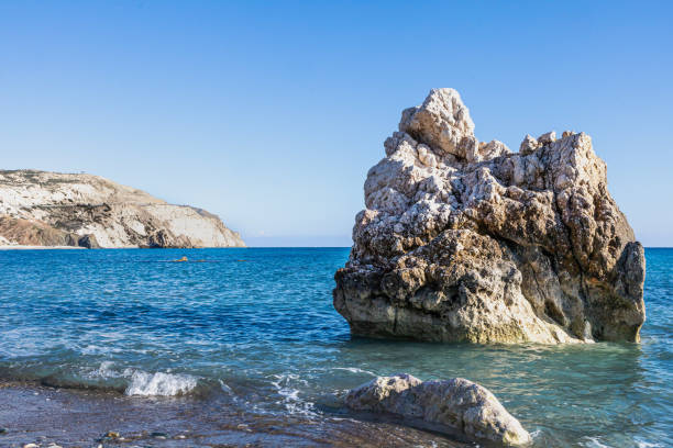 Aphrodite - Greek Goddess beach. Cyprus coastline with rocks. Travel photography