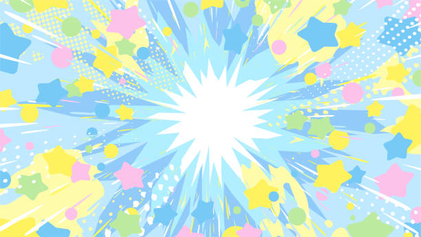 Cute explosion Illustration of explosion light and star spread effect light blue vintage wallpaper pattern stock illustrations