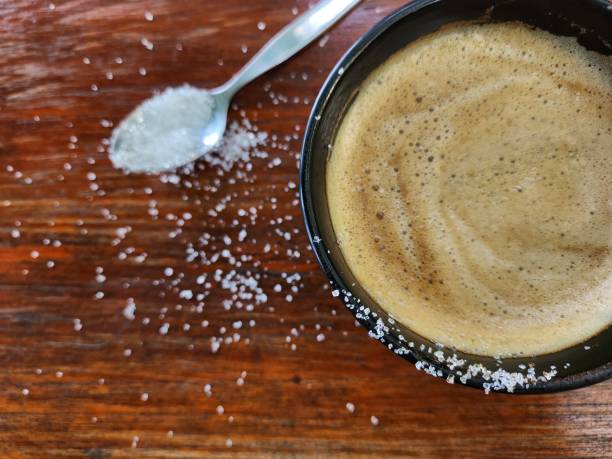 istock Latte coffee with milk and sugar on wood backgruond 2167706014