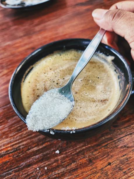 istock Latte coffee with milk and sugar on wood backgruond 2167706038