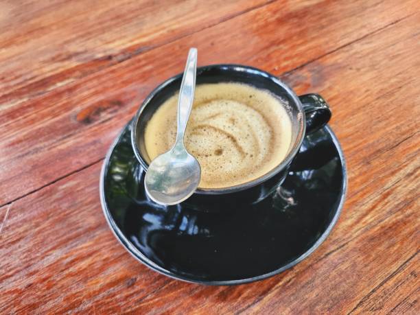 istock Latte coffee with milk on wood background 2167706059