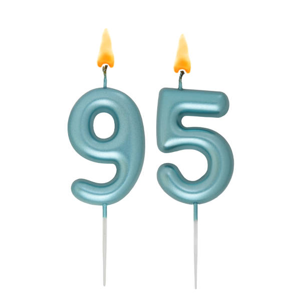 istock Blue birthday candles isolated on white background, number 95 2167707763