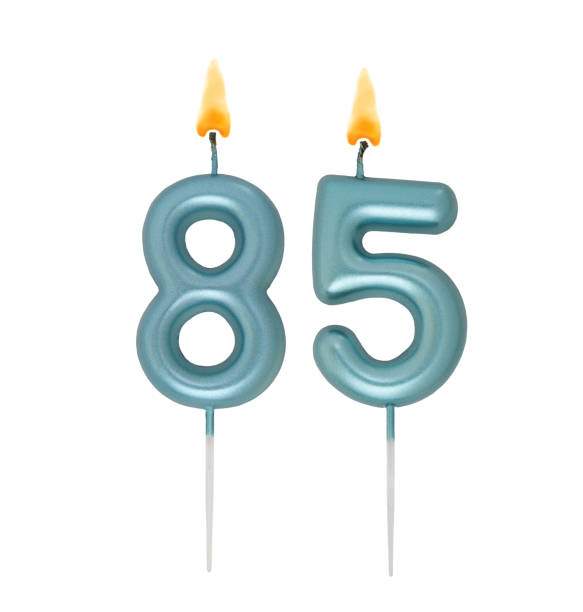 istock Blue birthday candles isolated on white background, number 85 2167707764