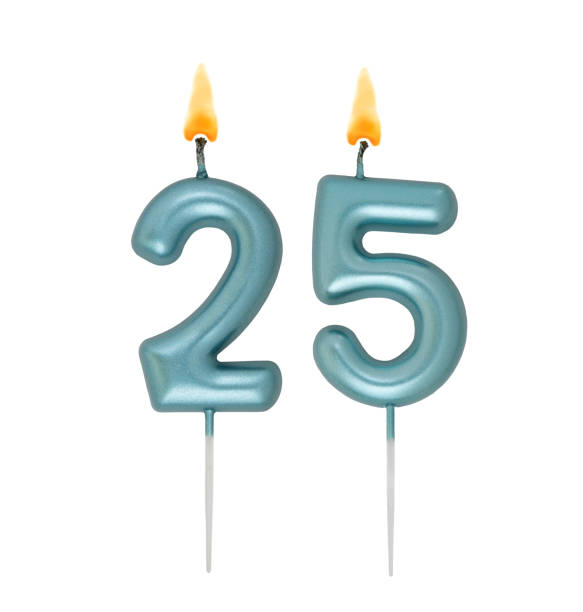 istock Blue birthday candles isolated on white background, number 25 2167707785