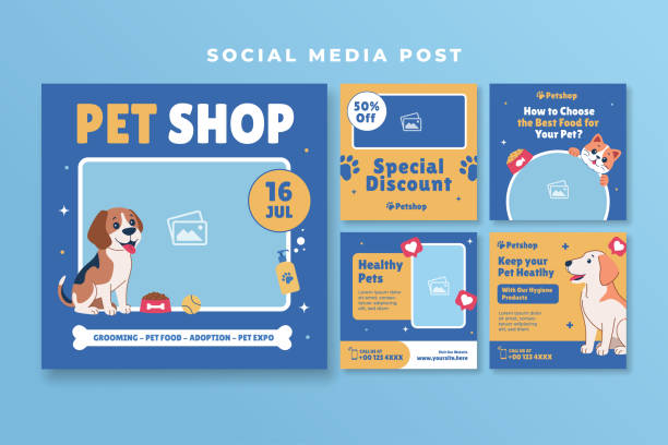 istock Pet shop social media post with cute dog and cat and empty space for your image 2167716866