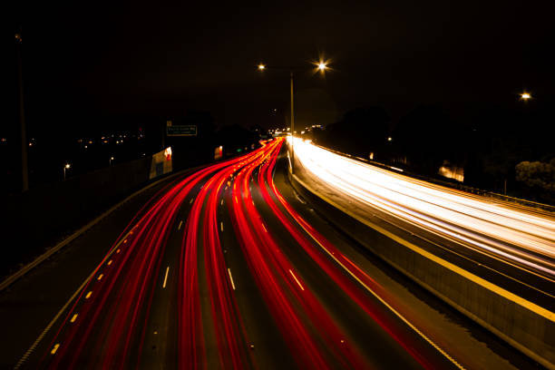 Long exposure of Melbourne inbound and outbound traffic