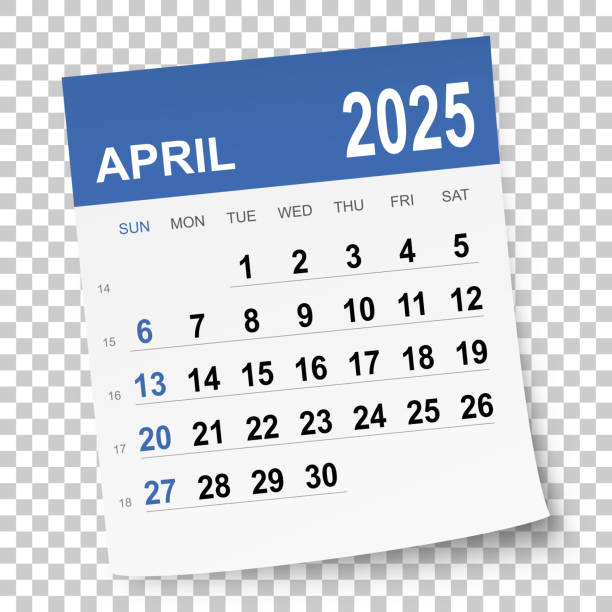 April 2025 Calendar April 2025 calendar isolated on a blank background. Need another version, another month, another year... Check my portfolio. Vector Illustration (EPS file, well layered and grouped). Easy to edit, manipulate, resize or colorize. Vector and Jpeg file of different sizes. april stock illustrations