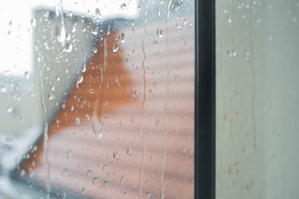 istock Rain drops on the window close up background 2167744644