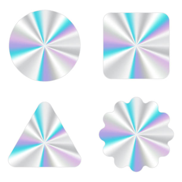 istock Set of silver holographic sticker. Holographic sticker quality emblem. Shiny rainbow emblem. Symbol of certification product. Vector illustration 2167747660