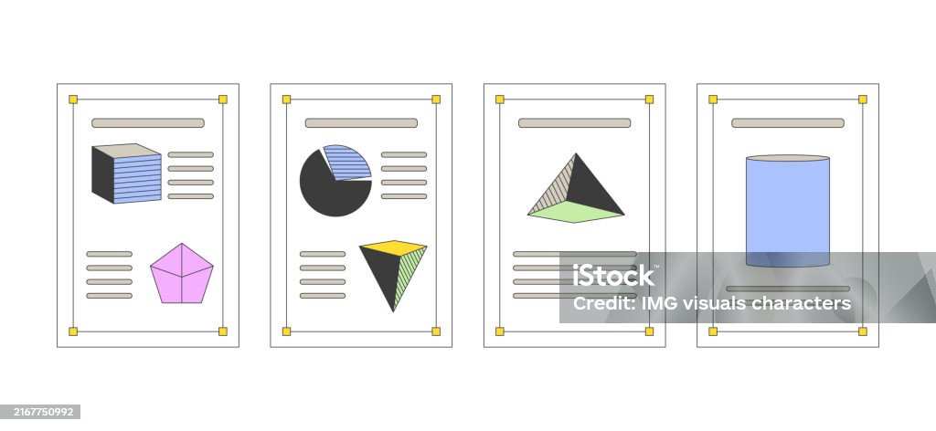 Easy Geometry Object Geometry Class Materials 2d Cartoon Objects Set Stock Illustration ...