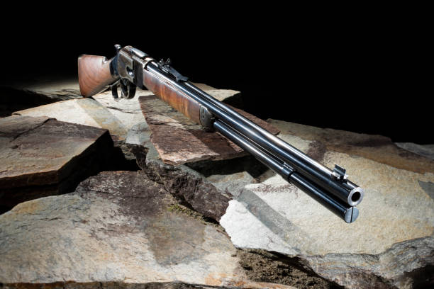istock Lever action rifle on a dark background 2167753279