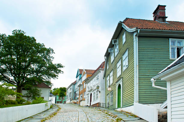 BERGEN, NORWAY - JULY 21, 2018: Gamle (Old) Bergen Museum - Open Air Museum with a small town life during the 18th, 19th and 20th centuries.