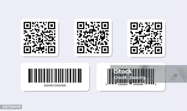 Id Code Square Qr Code And Barcode Set Square And Rectangular Sign Codes For ...