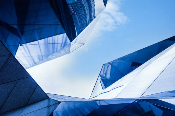 Abstract Glass Facade of Modern Office Building