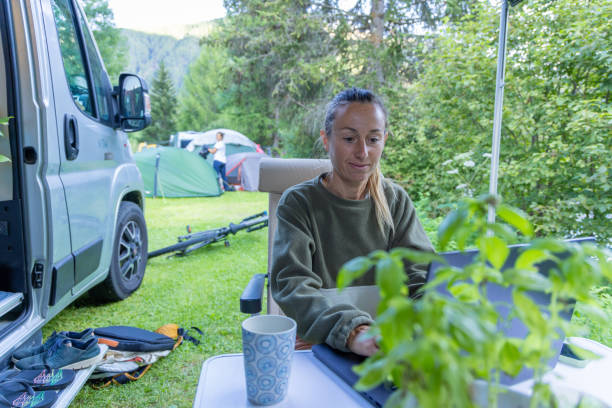 istock Woman Enjoying Remote Work at a Campsite 2167768113