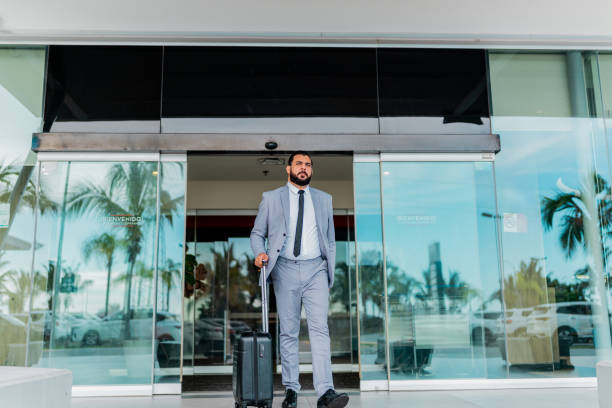 Businessman leaving the building