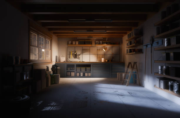 istock Inside of a domestic garage at night 2167775205