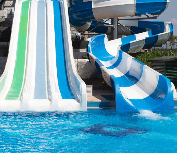 istock Colorful waterpark slides and a swimming pool 2167777291