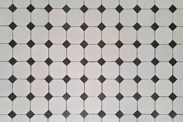 istock Floor covering with white and black tiles. Background 2167777356