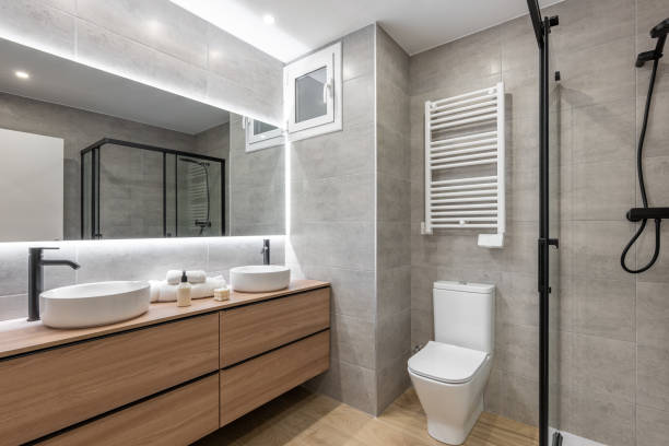 istock Modern bathroom with efficient lighting and contemporary fixtures, stylish and comfortable 2167780504