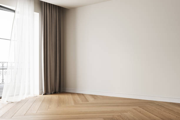 istock Modern interior design of apartment, empty living room with white wall, panorama. 3d Rendering 2167781109