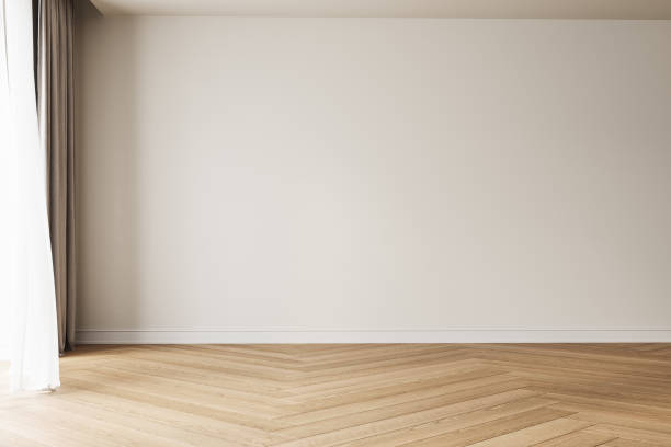 istock Modern interior design of apartment, empty living room with white wall, panorama. 3d Rendering 2167781149