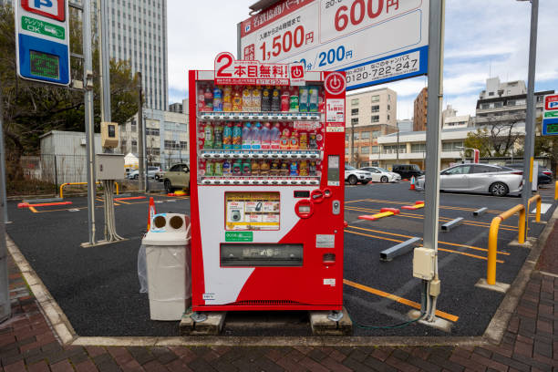 Nara, Japan - April 4, 2019 : Drink vending machine in front of old store