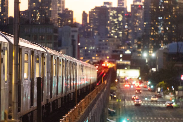 istock Subway with Manhattan View at Dusk in NYC 2167790325