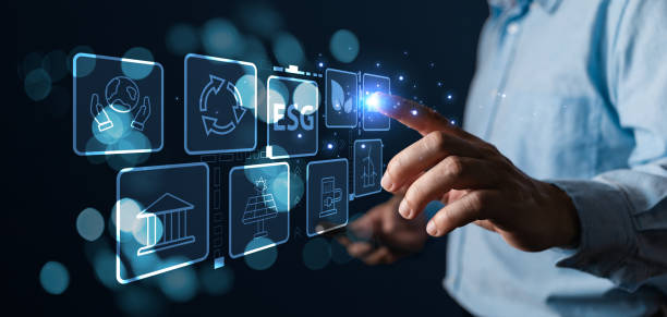 istock person touch technology icon to save energy,and reduce global warming,ecology friendly investment,ESG environment social governance,nature green Business Innovation and Sustainable Development concept 2167791459