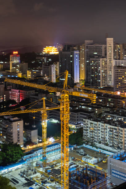 istock Construction sites in the city at night 2167794220