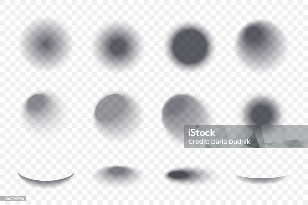Round Drop Shadow Set Gradient Round Transparent Realistic Elements ...