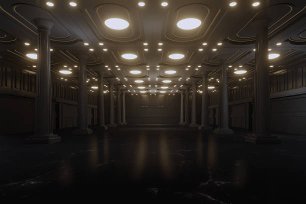 istock Empty convention hall center .The backdrop for exhibition stands,booth elements. Meeting room for the conference.Big Arena for entertainment,concert,event. ballroom.3d Background for online.3d render. 2167798576