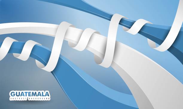 istock Blue white background design with waving blue white in 3d shapes and wrapped with white ribbon 2167800413