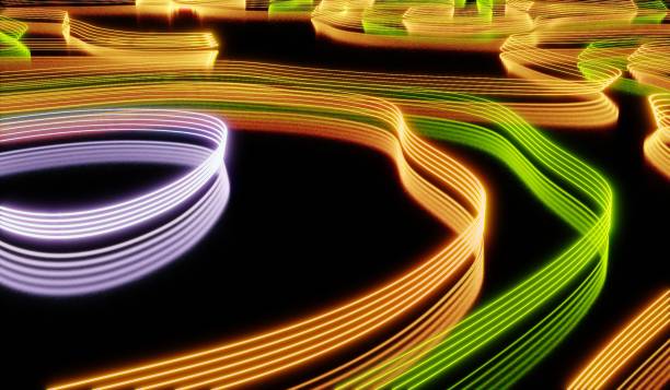 istock Abstract lines, glowing, twisted, curved lines, glowing coil background 3D illustration 2167801504